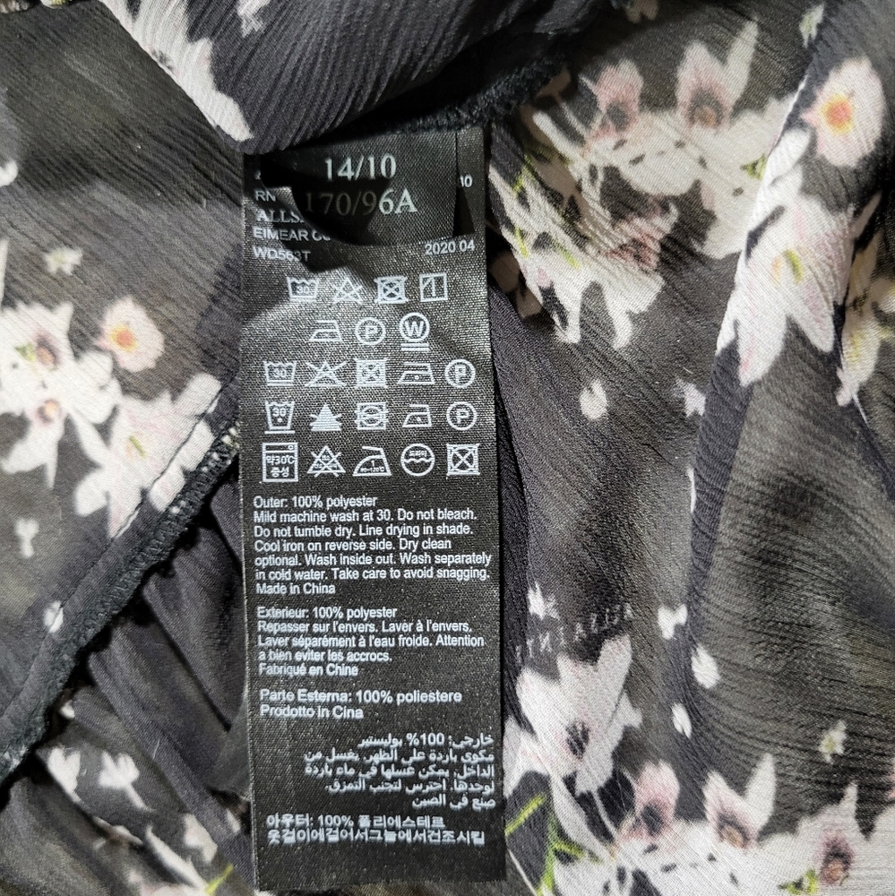 AllSaints | Eimear Cultiver Tiered Flowers Maxi Dress, Black Size US 10 - Picture 7 of 12